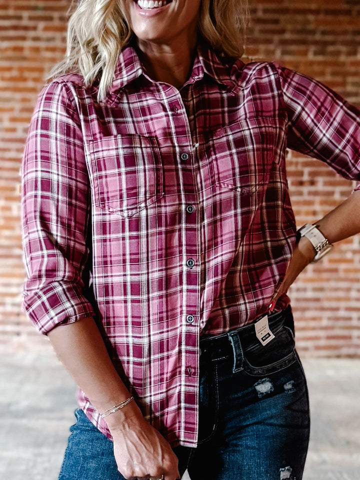 Ariat Billie Jean Button Up Plaid, Sunkissed