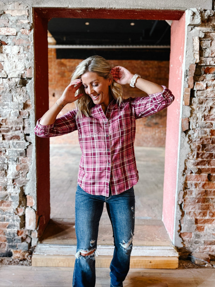 Ariat Billie Jean Button Up Plaid, Sunkissed