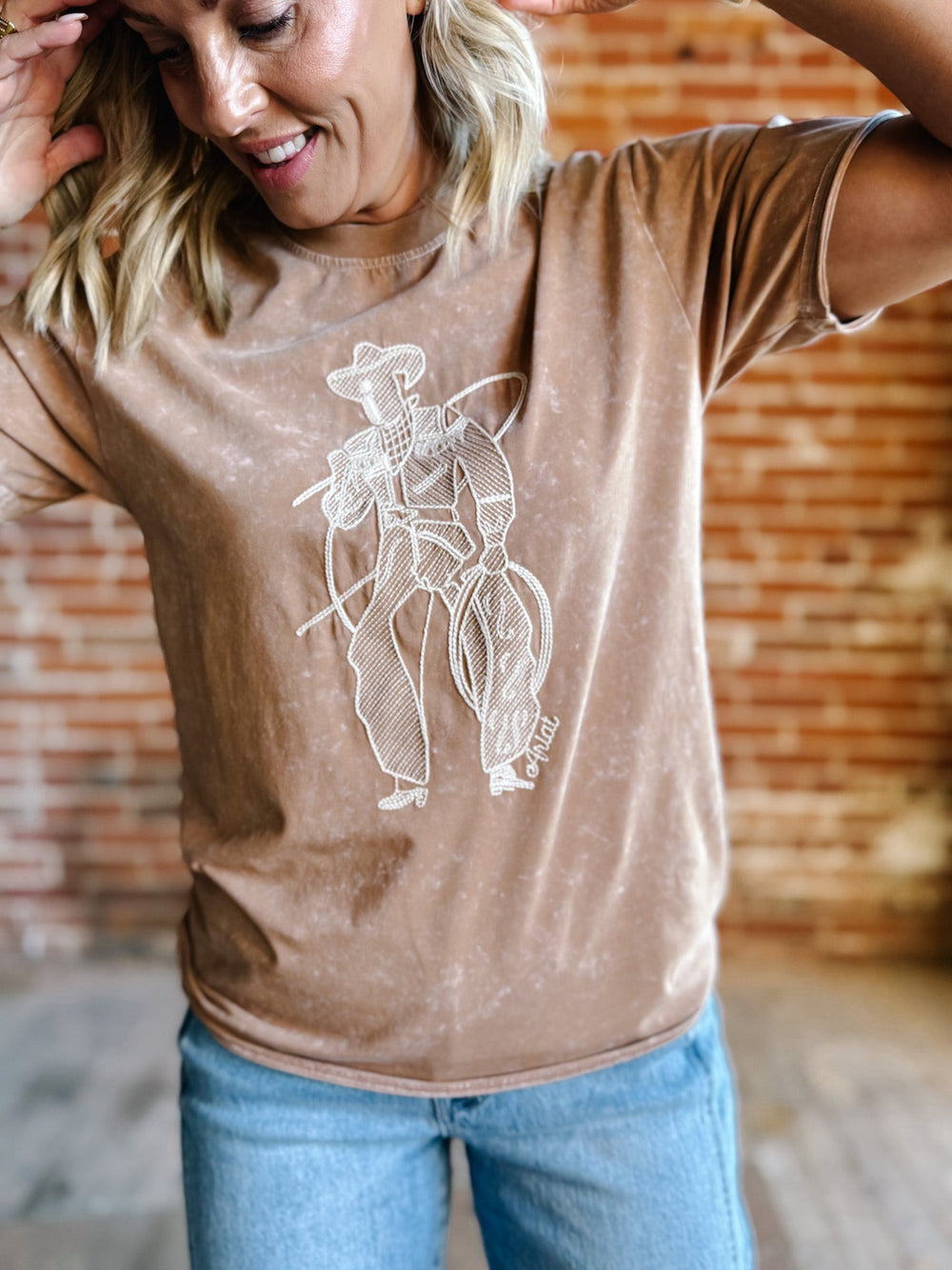 Ariat Buckaroo Mineral Wash Graphic T-Shirt, Coconut