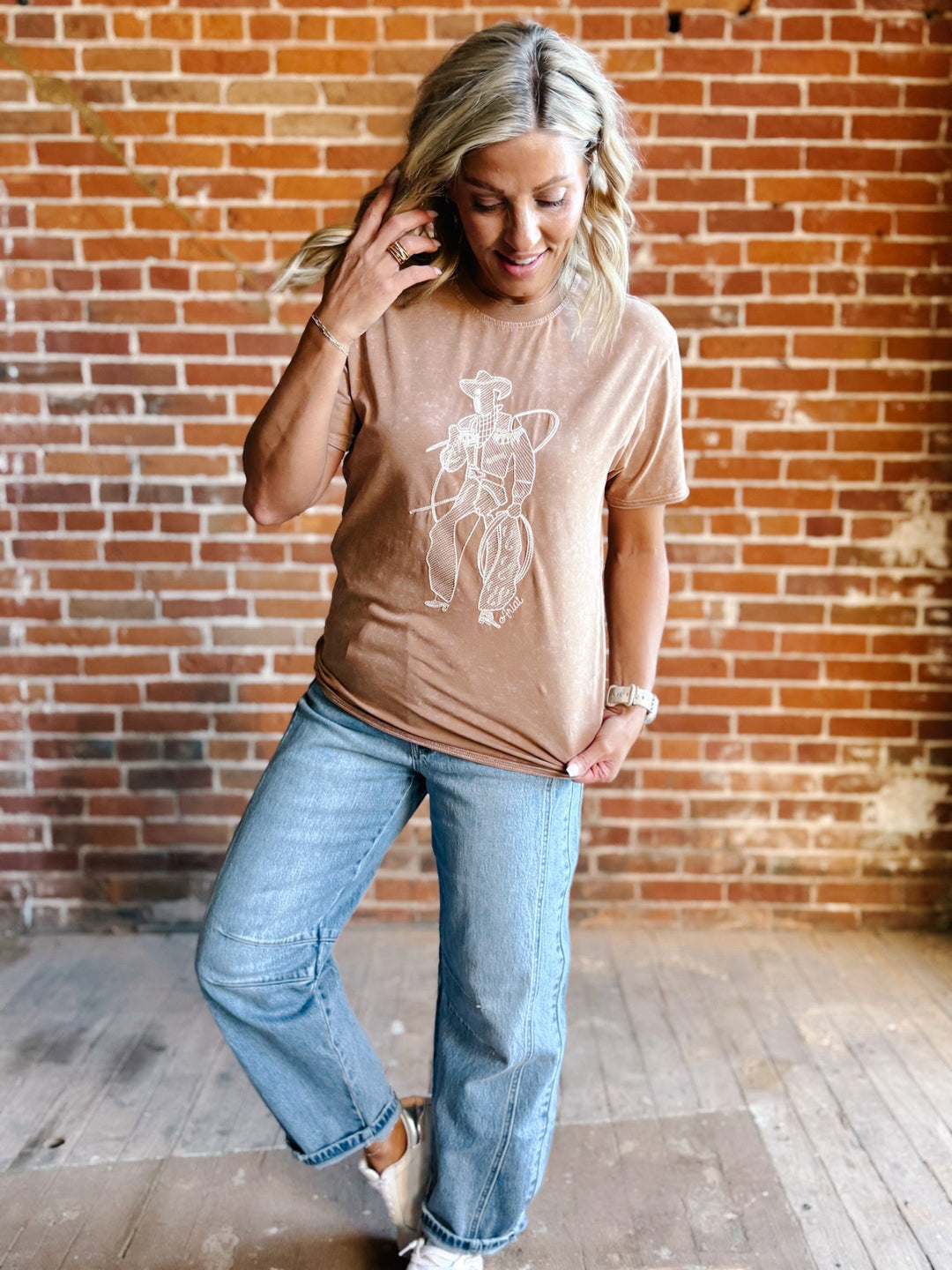 Ariat Buckaroo Mineral Wash Graphic T-Shirt, Coconut