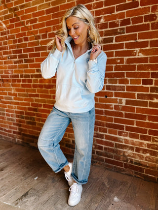 Ariat Foundation Logo 12 Zip Pullover, Nantucket Breeze