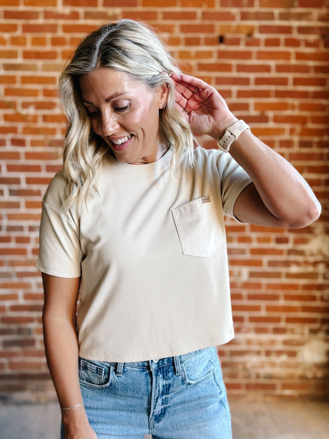 Ariat Patron Short Sleeve Top, Oyster Grey