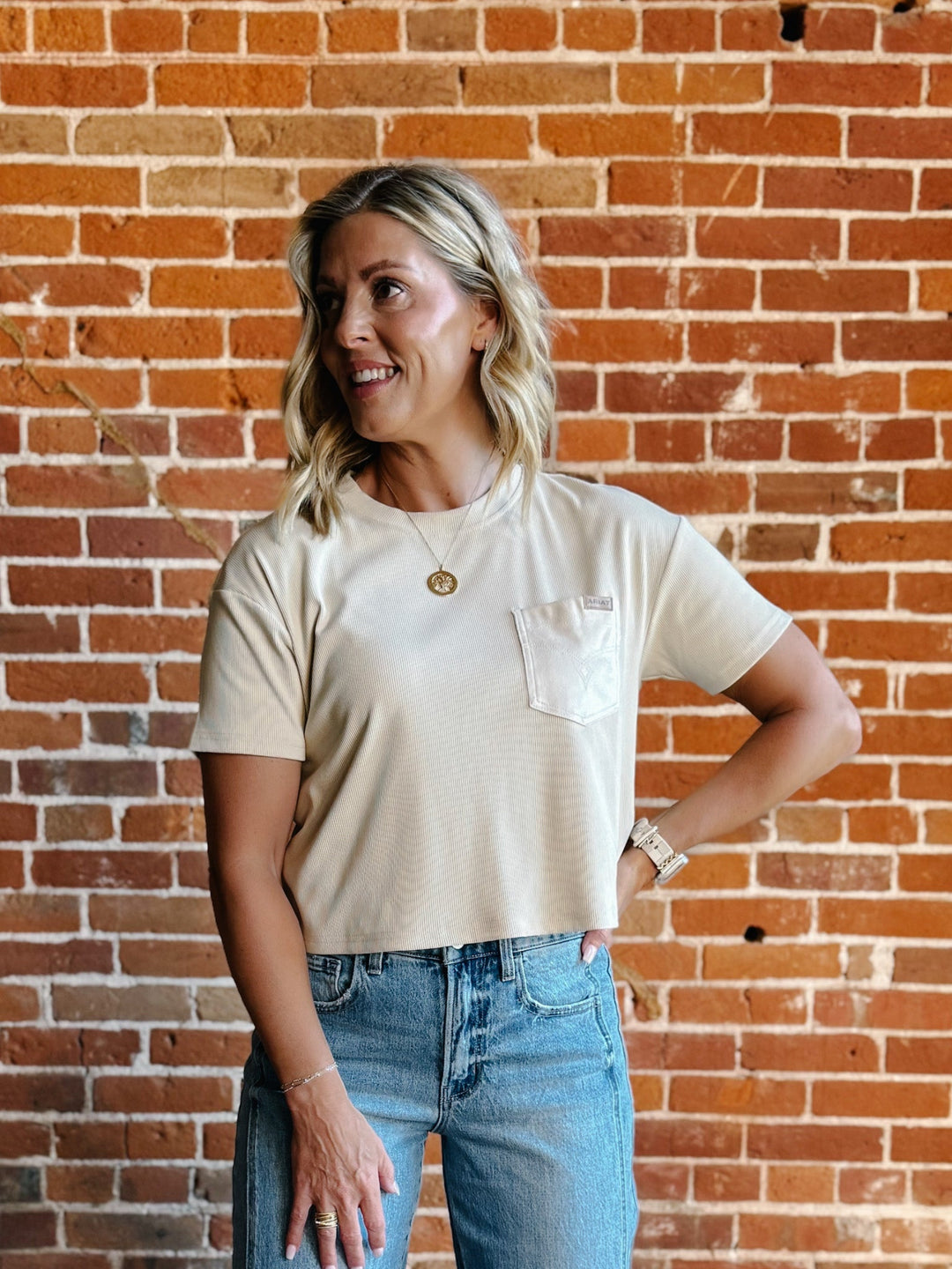 Ariat Patron Short Sleeve Top, Oyster Grey