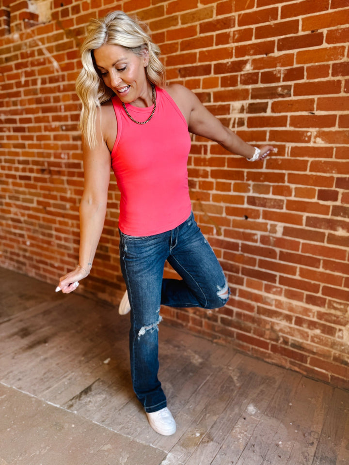 Aspire Racer Back Tank, Flamingo Pink