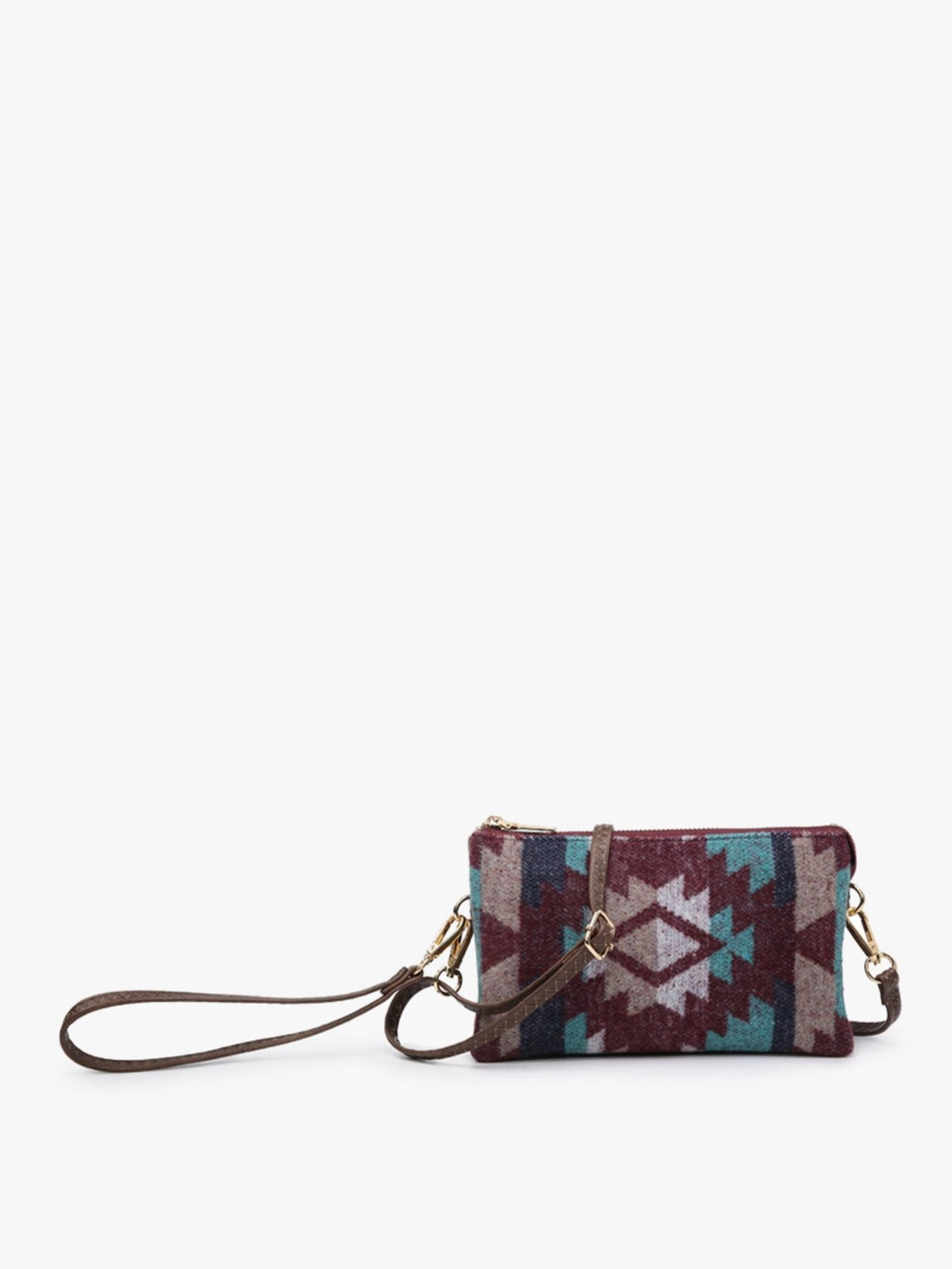 Riley Crossbody, Wine/Teal Aztec