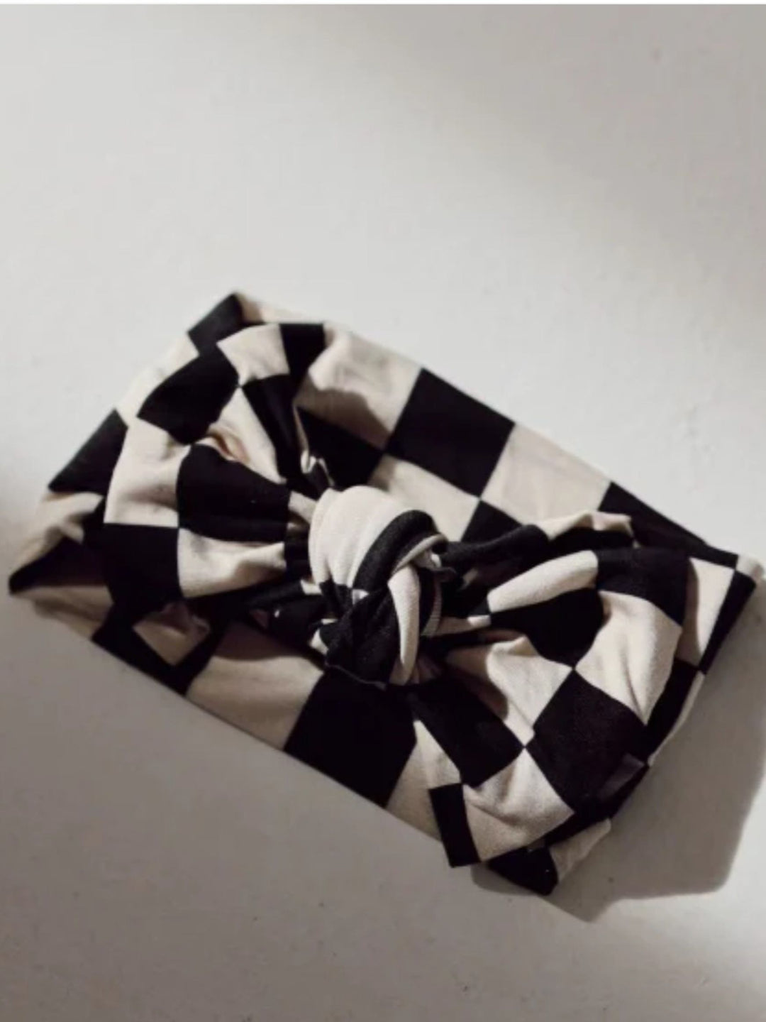 Forever French Baby Bamboo Head Wrap, Black Checkerboard
