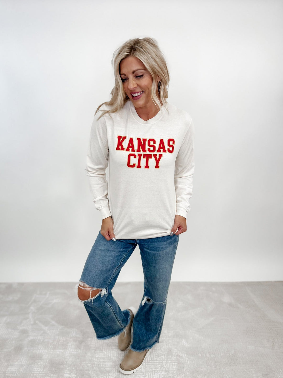 Be Bold Kansas City Graphic Long Sleeve Tee, Ivory