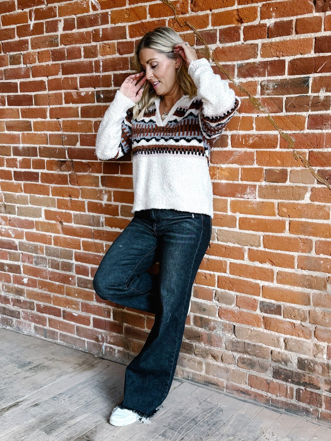 Bernice  V-Neck Sweater, Oxford