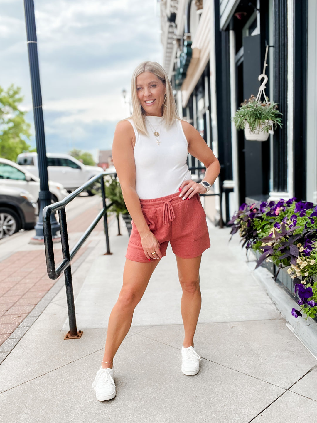 Better Things Knit Drawstring Shorts, Dusty Mauve