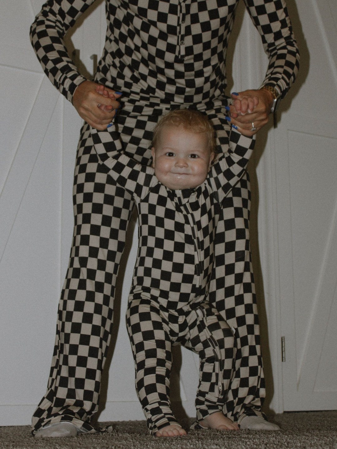 Forever French Baby Women;s Bamboo Pajamas, Black Checkerboard