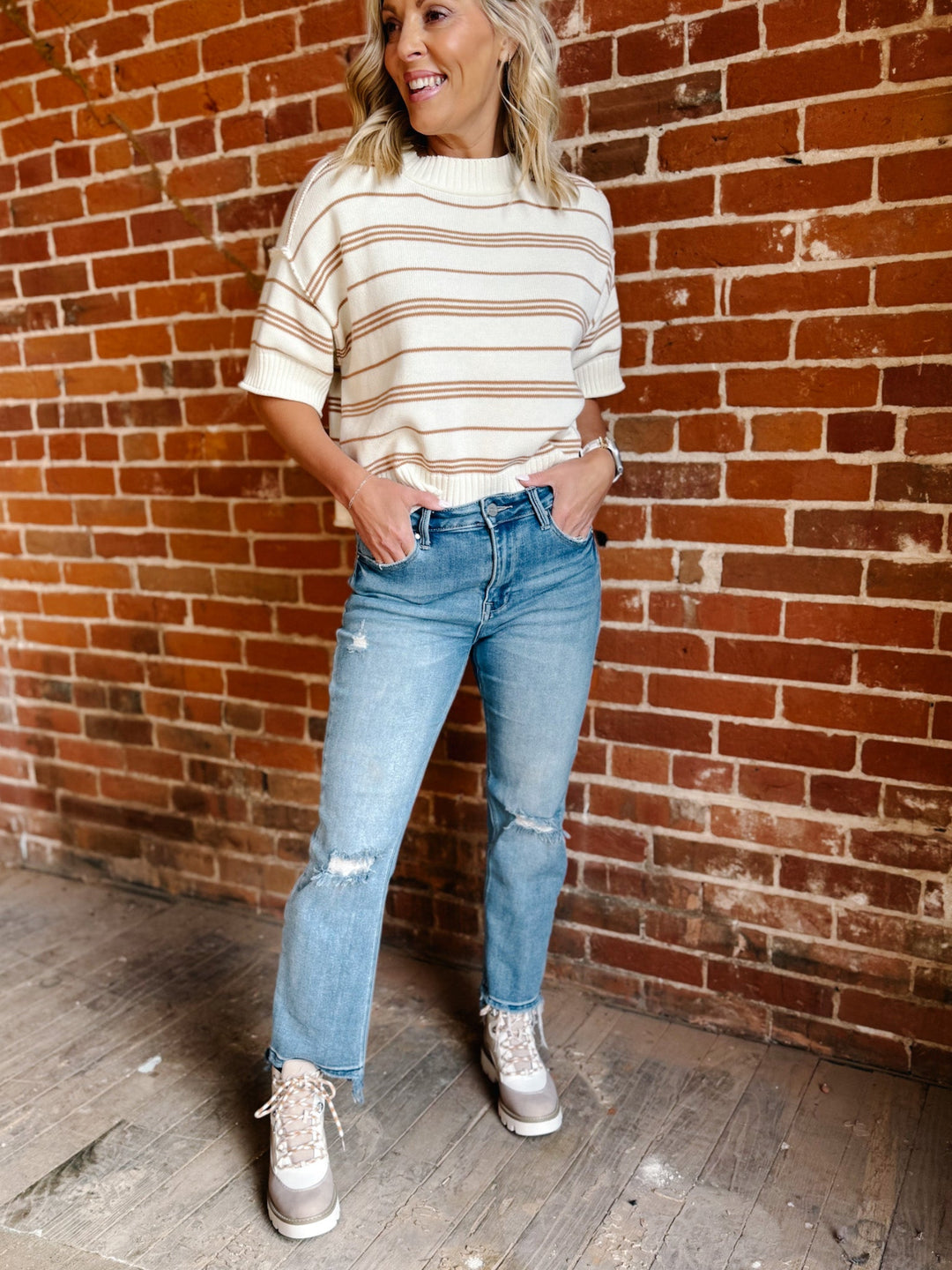 Blaire High Rise Distressed Straight Crop Jeans, Medium