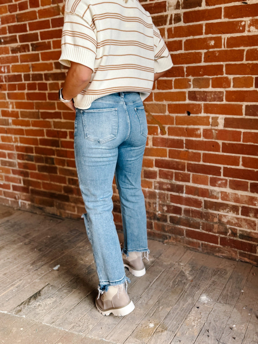 Blaire High Rise Distressed Straight Crop Jeans, Medium