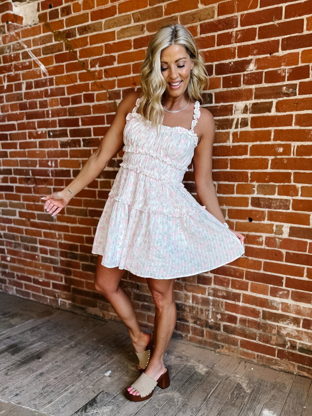 Blush Garden Mini Dress, Light Pink