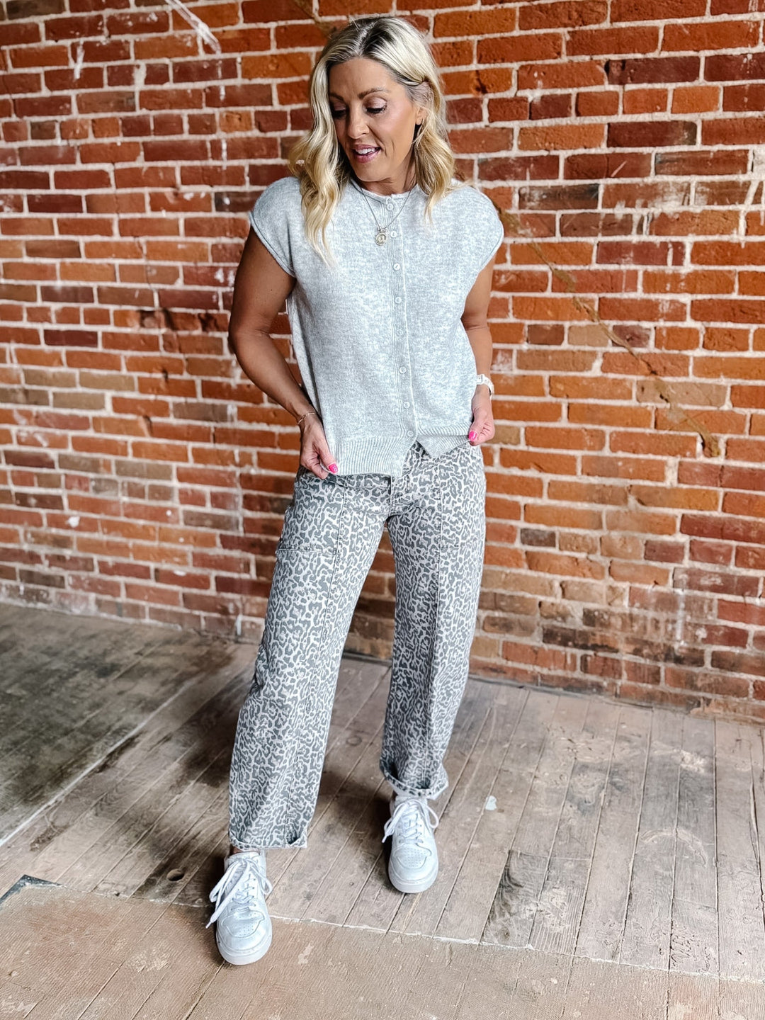 Blush Hour Button-Up Cardigan, Heather Grey
