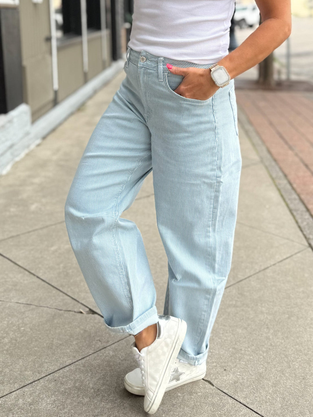 Boardwalk Barrel Jeans, Striped