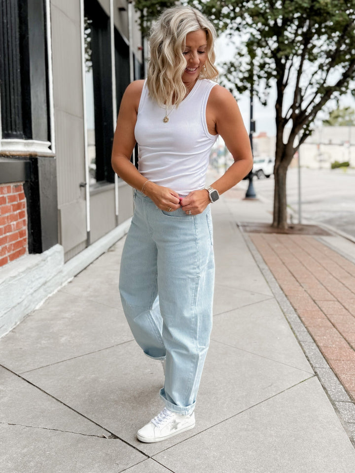 Boardwalk Barrel Jeans, Striped