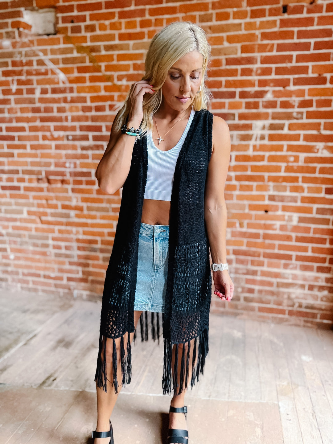 Boho Breeze Crochet Fringe Cardigan