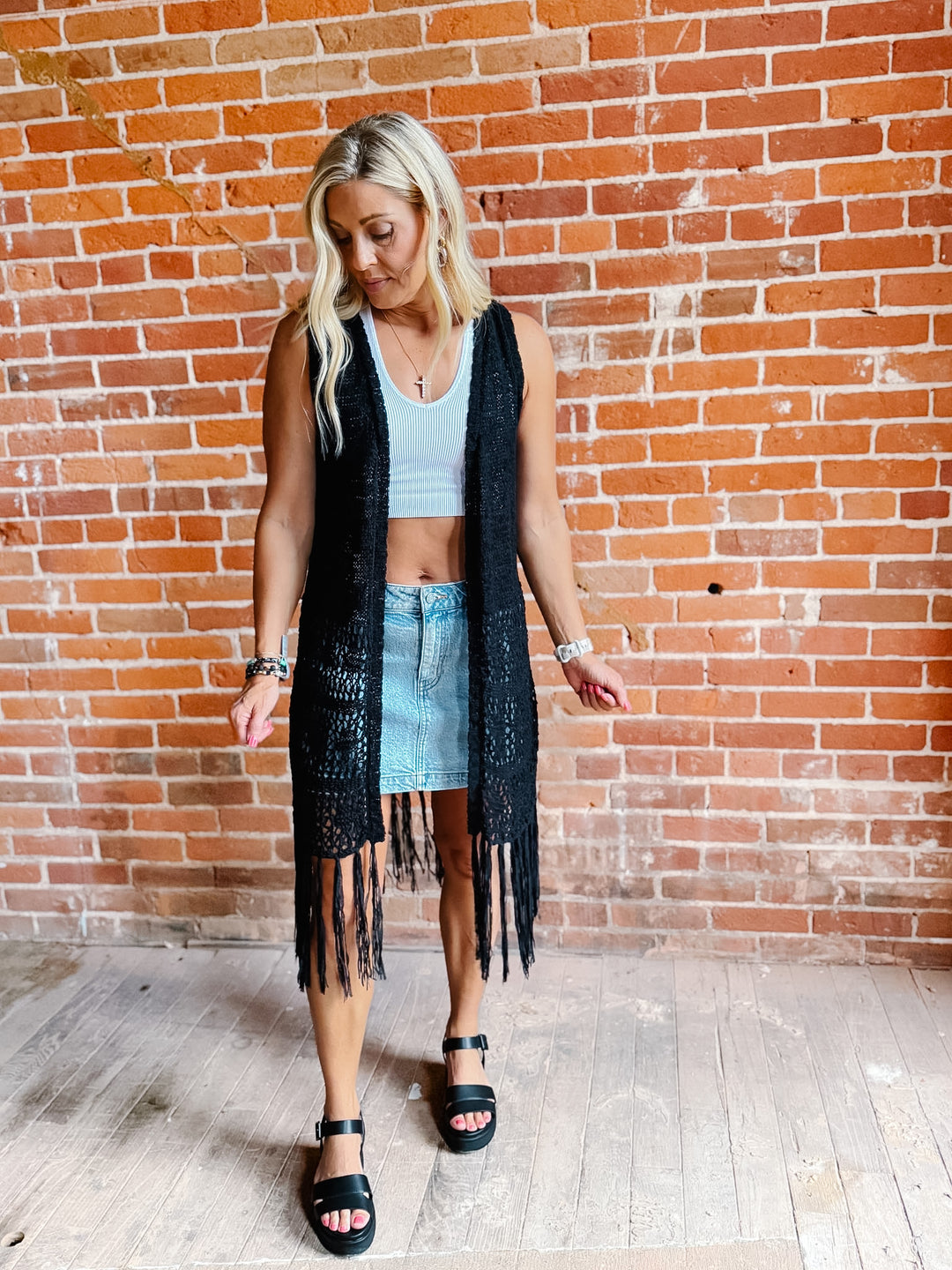 Boho Breeze Crochet Fringe Cardigan