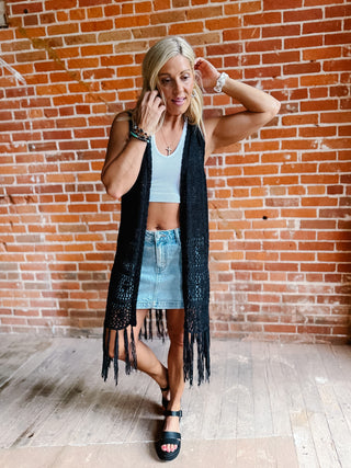 Boho Breeze Crochet Fringe Cardigan