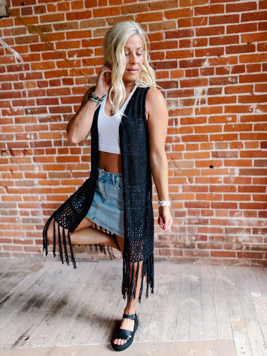 Boho Breeze Crochet Fringe Cardigan