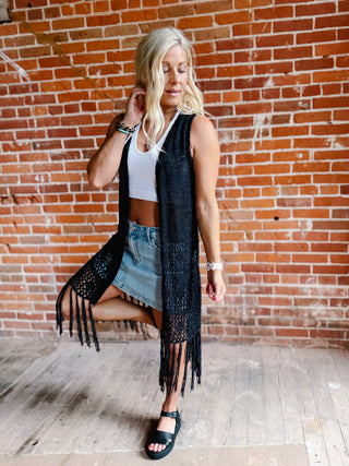 Boho Breeze Crochet Fringe Cardigan