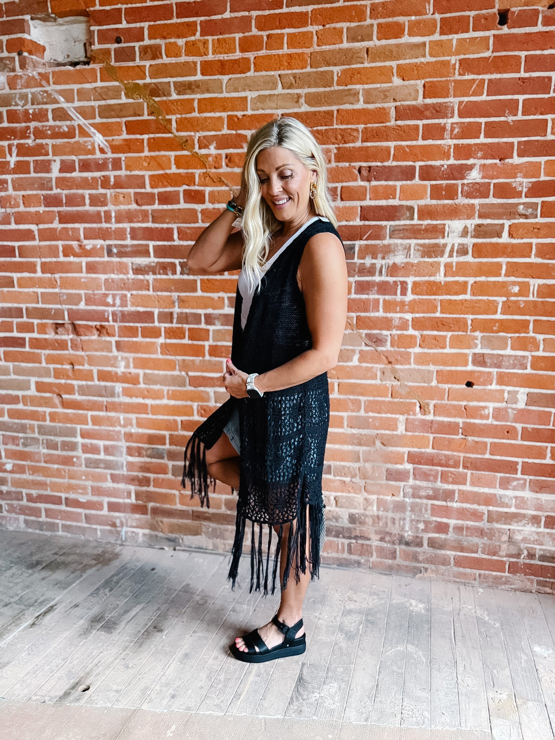 Boho Breeze Crochet Fringe Cardigan