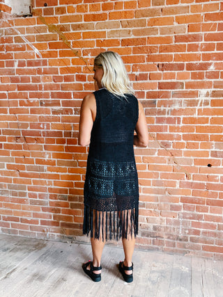 Boho Breeze Crochet Fringe Cardigan