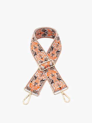 Boho Vine Guitar Strap, Brown/Orange