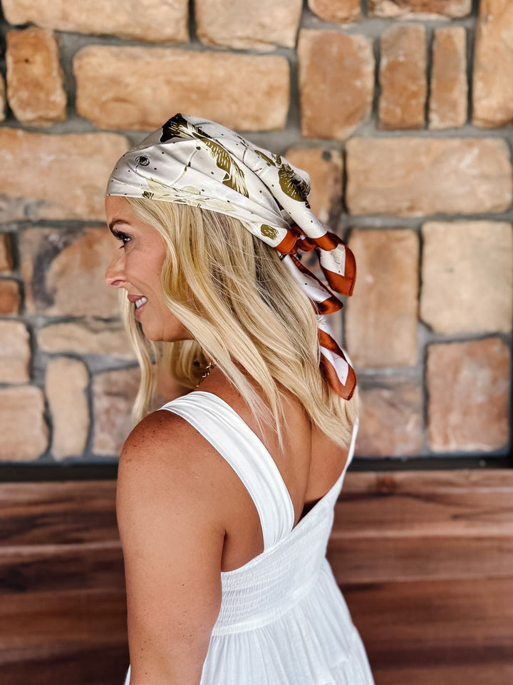 Botanical Bloom Floral Satin Wild Rag