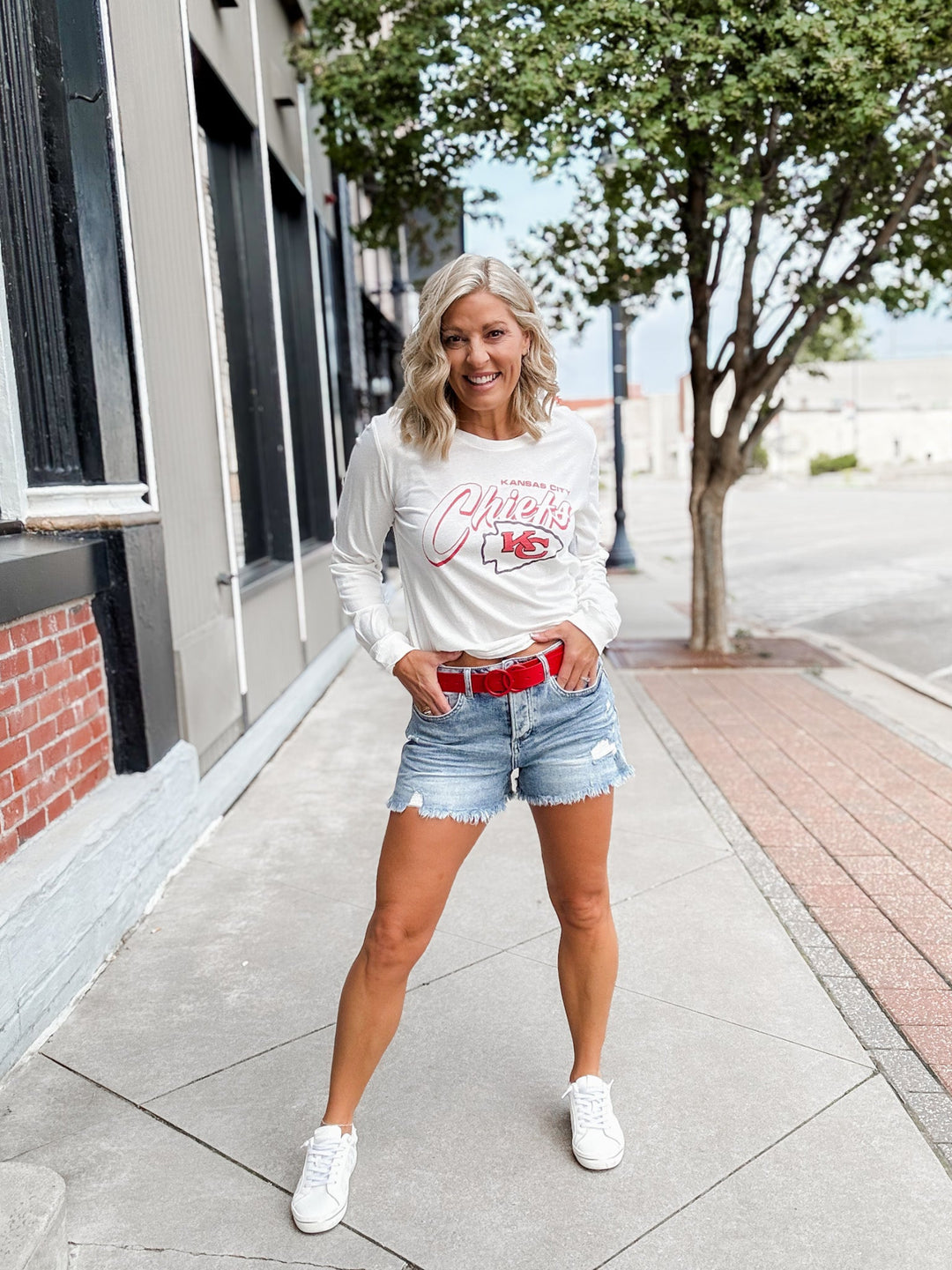 Break Point High Rise Shorts, Light Wash