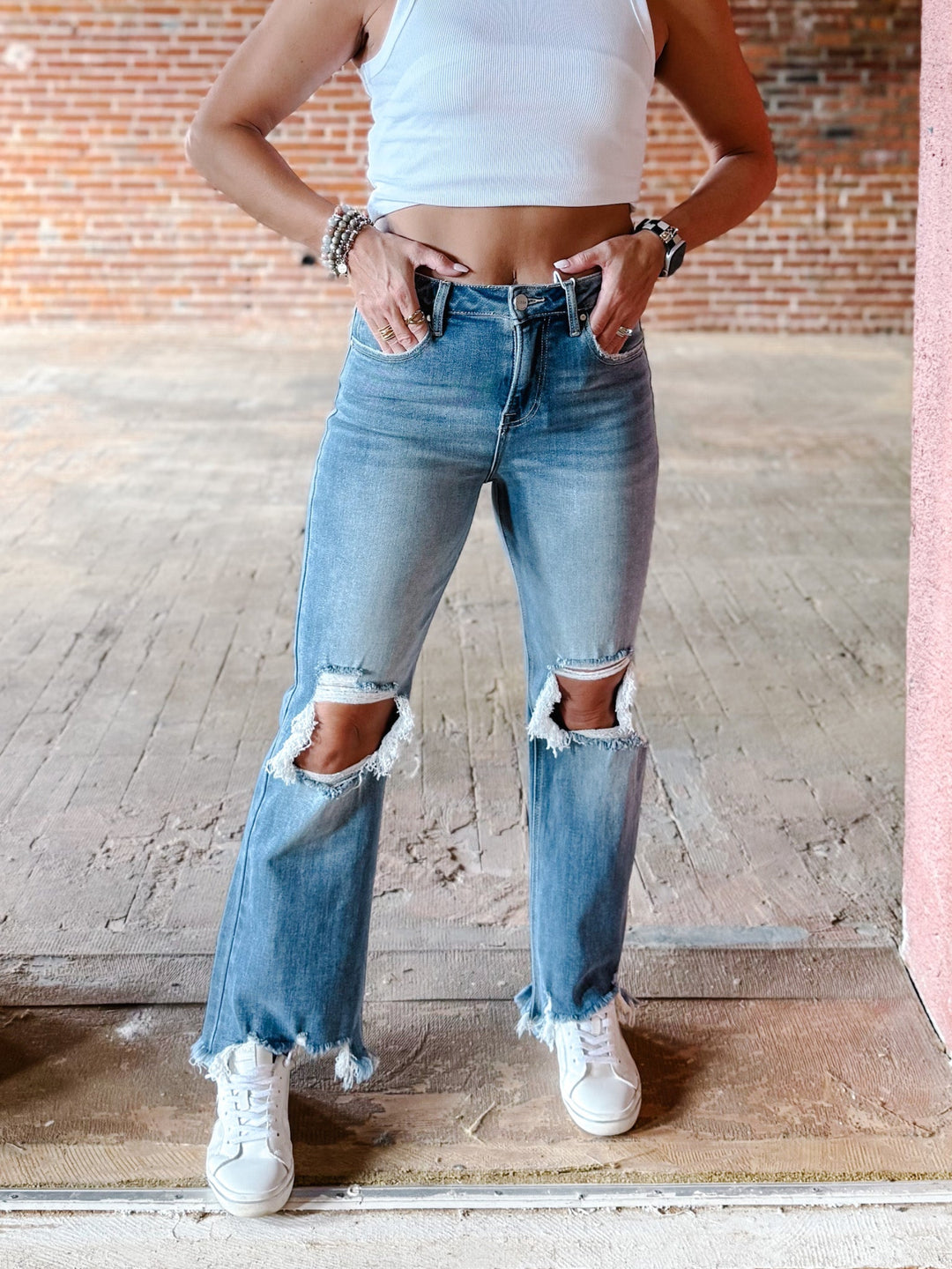Bring on the Good Times High Rise Straight Crop Jeans, Medium