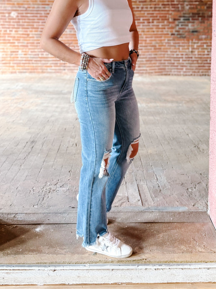 Bring on the Good Times High Rise Straight Crop Jeans, Medium