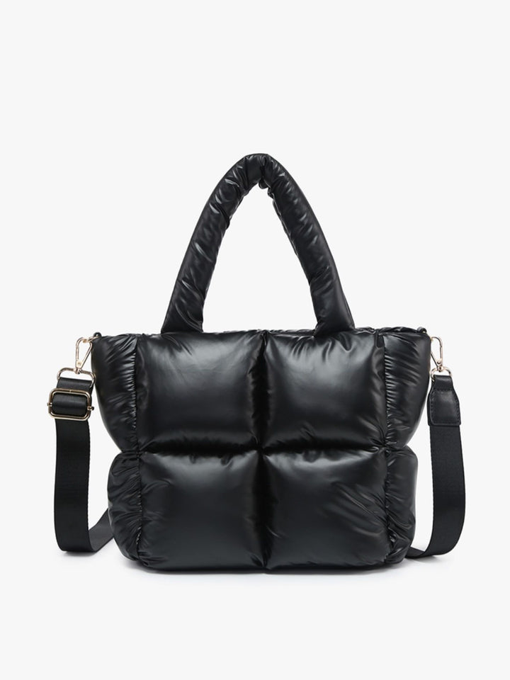 Brittany Puffer Satchel, Black