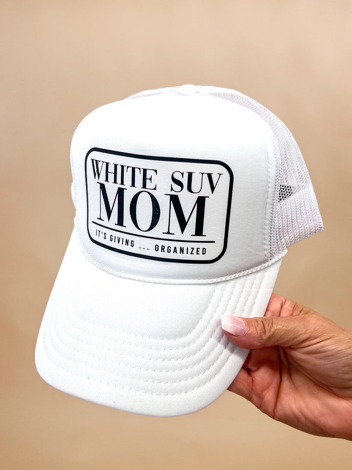 White SUV Mom Trucker Hat, White