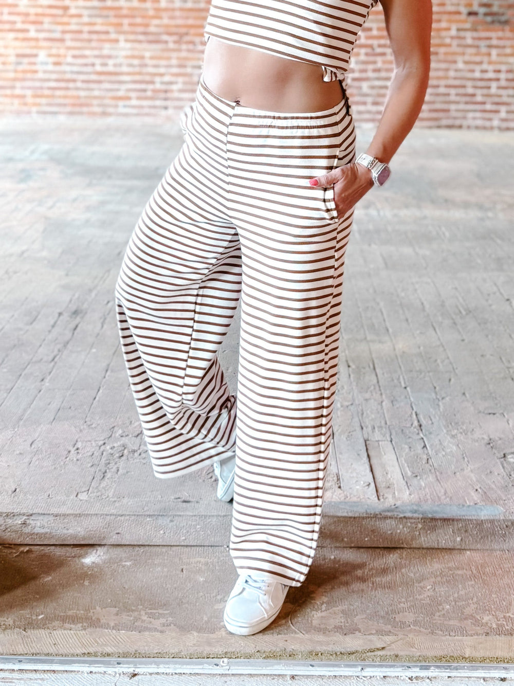 Campfire Cozy Stripe Lounge Pants, Brown