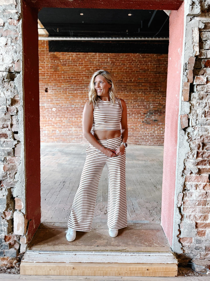 Campfire Cozy Stripe Lounge Pants, Brown