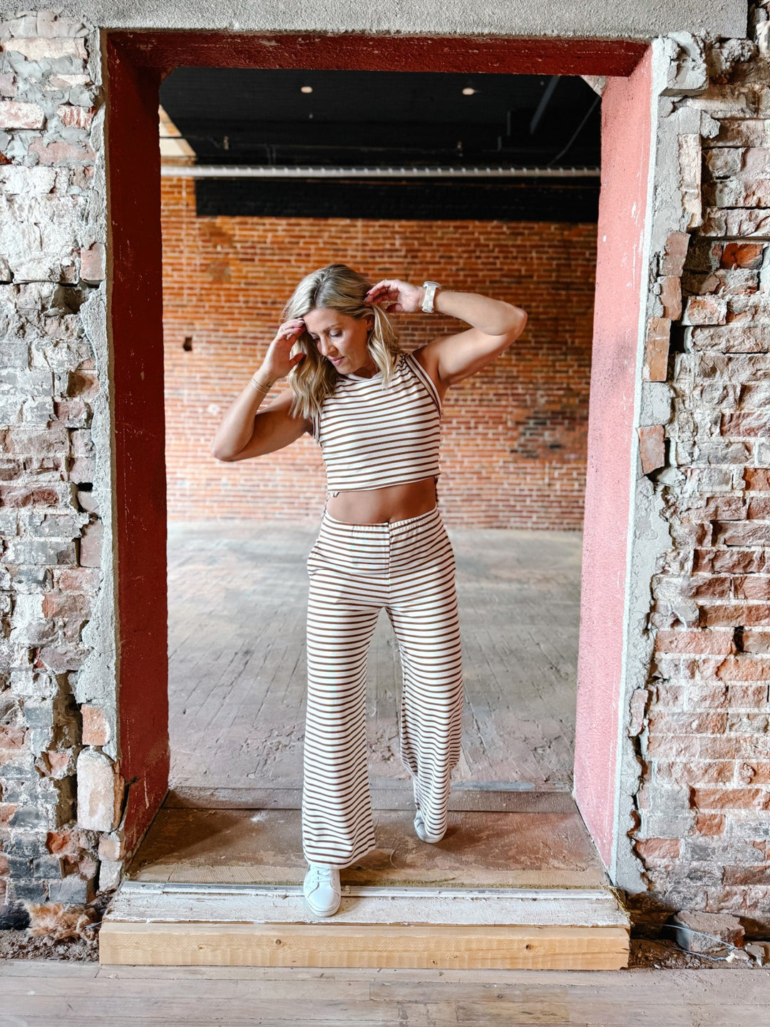 Campfire Cozy Stripe Lounge Pants, Brown