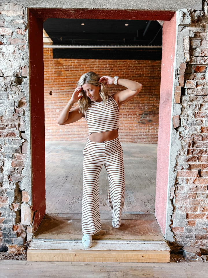 Campfire Cozy Stripe Lounge Pants, Brown