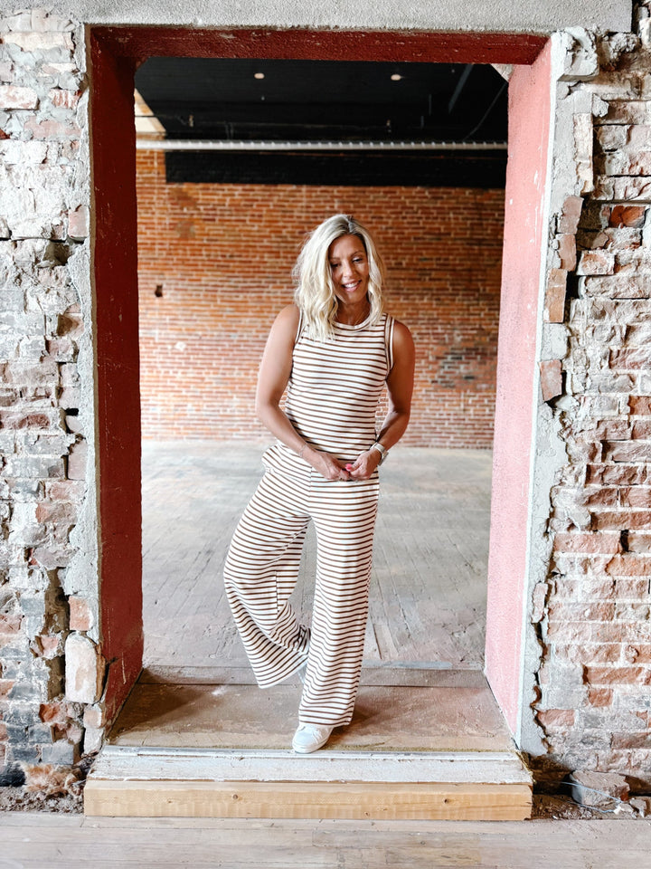 Campfire Cozy Stripe Lounge Pants, Brown