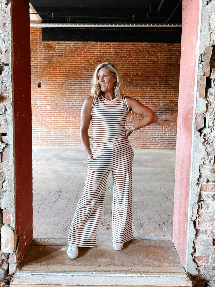 Campfire Cozy Stripe Lounge Pants, Brown