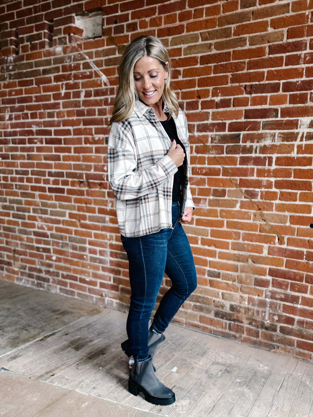 Canyon Haze Button Up Plaid, Khaki