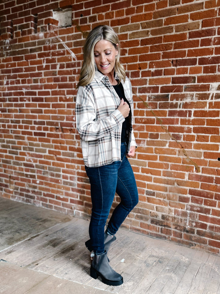 Canyon Haze Button Up Plaid, Khaki