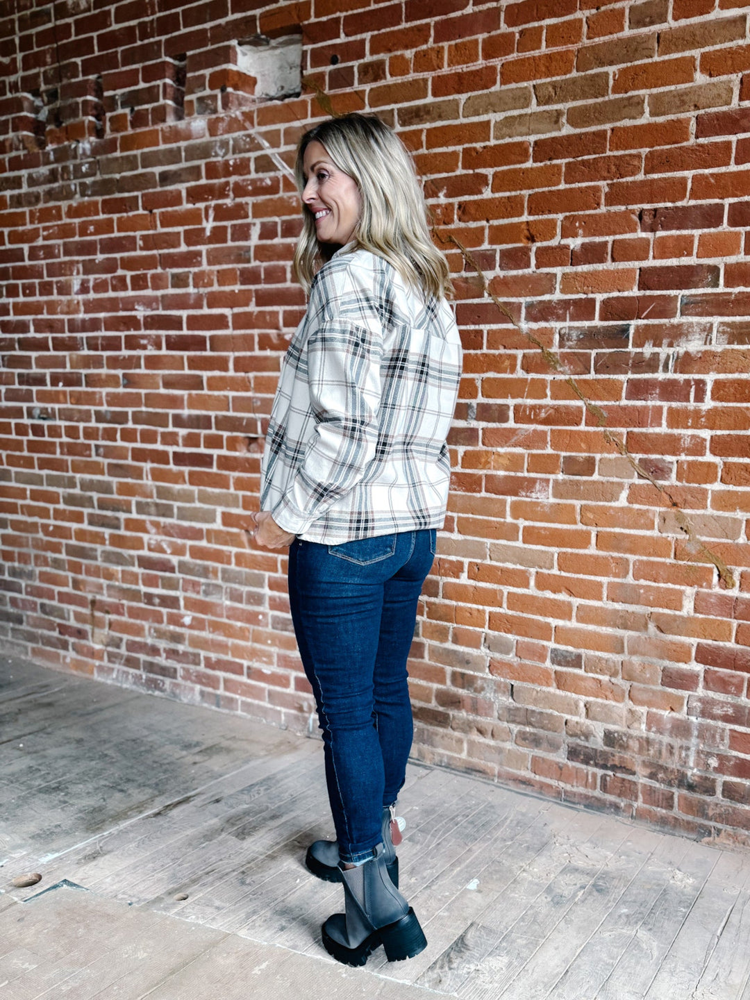 Canyon Haze Button Up Plaid, Khaki