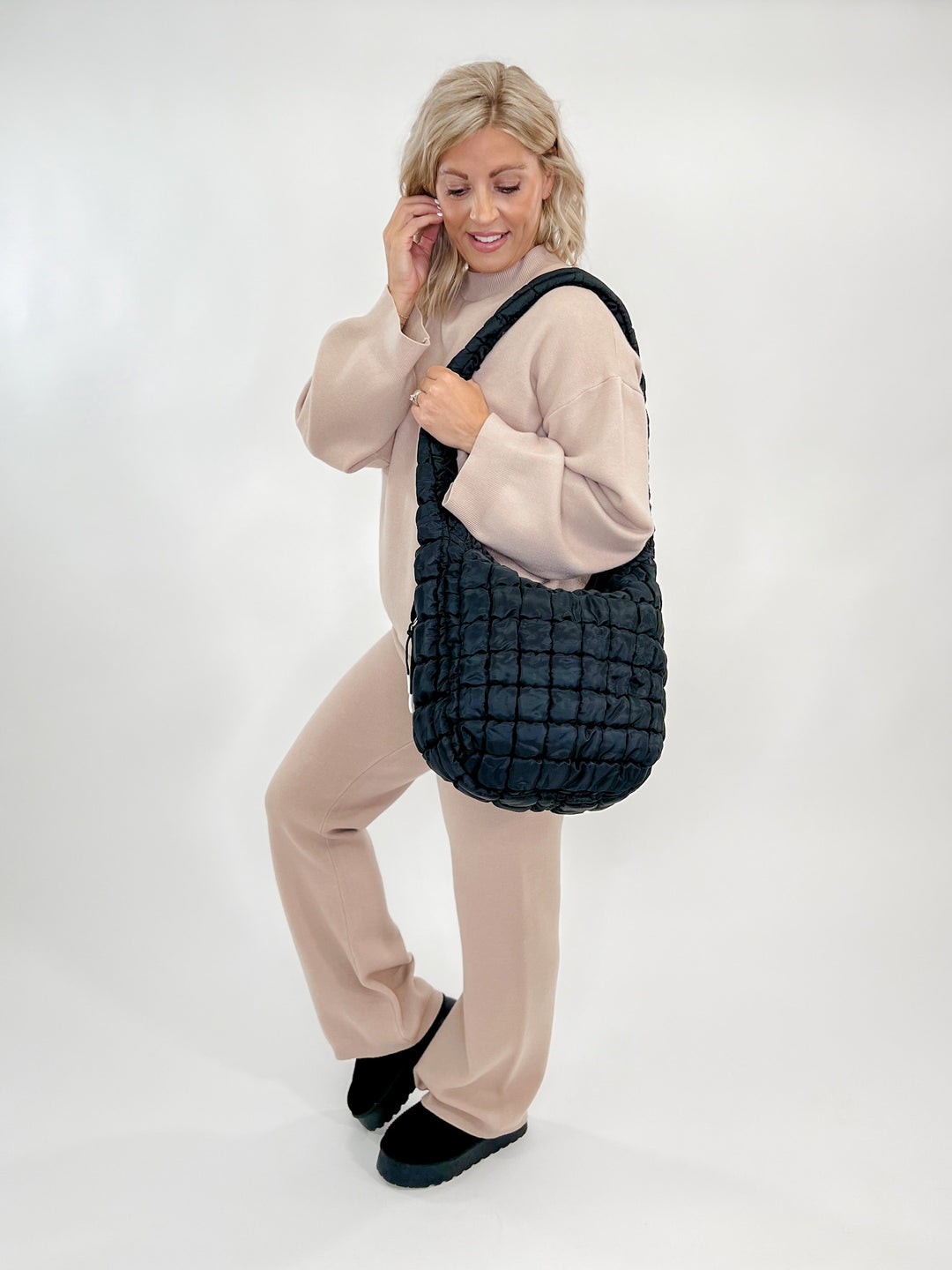 Carmen Quilted Hobo Tote Bag