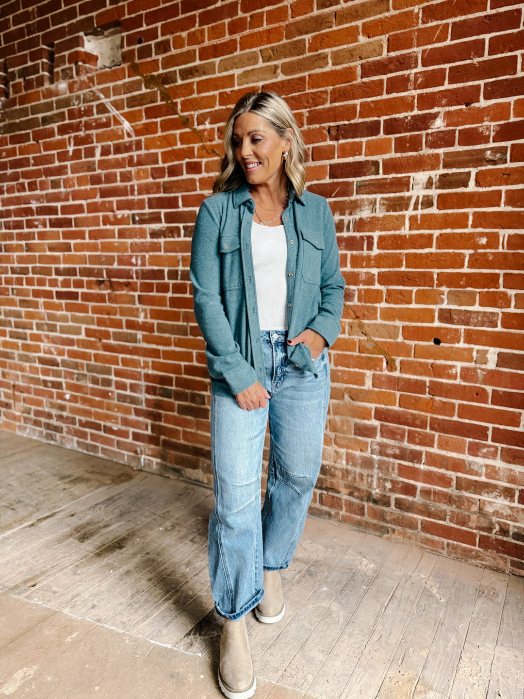 Cassian Button Up Shirt, Spruce Heather