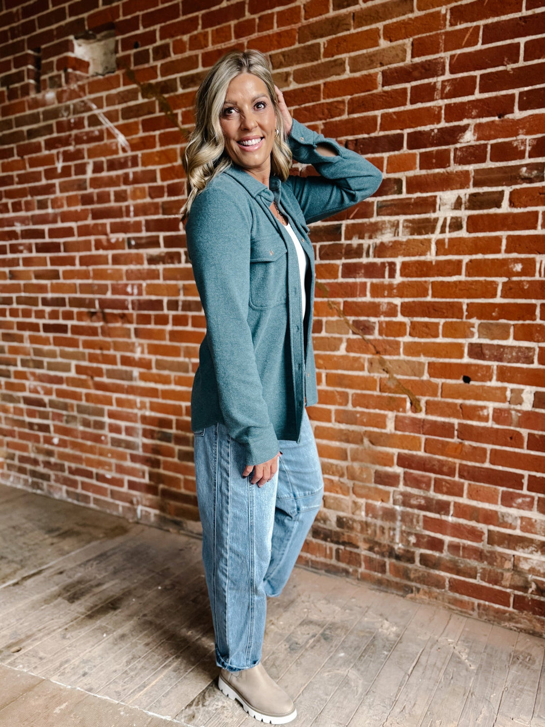 Cassian Button Up Shirt, Spruce Heather