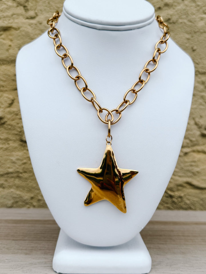 Celestial Star Pendant Chain Necklace, Gold