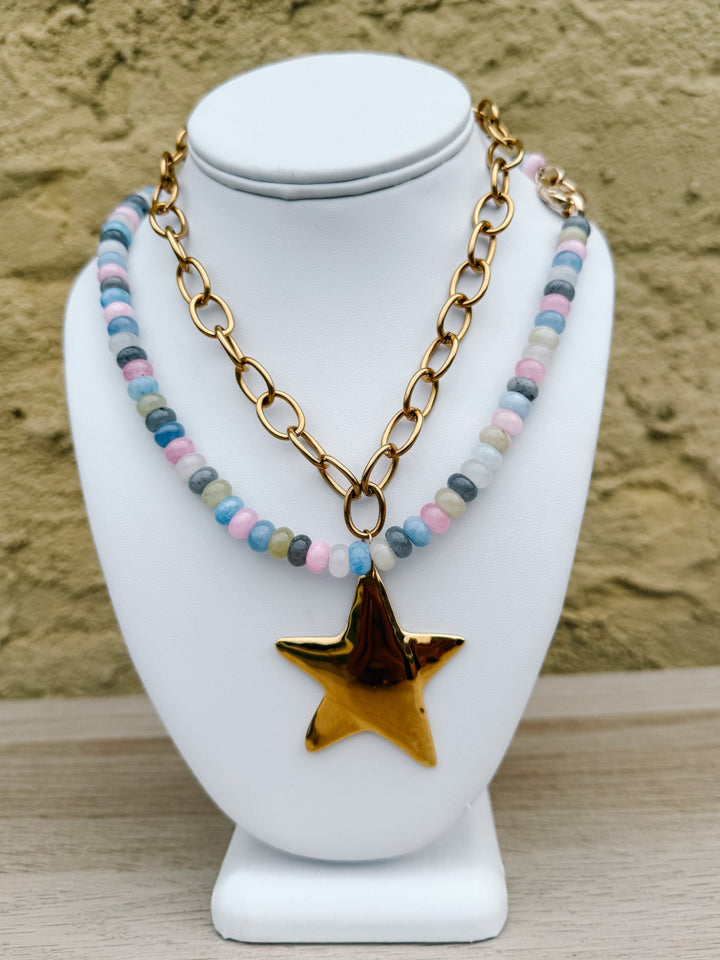 Celestial Star Pendant Chain Necklace, Gold