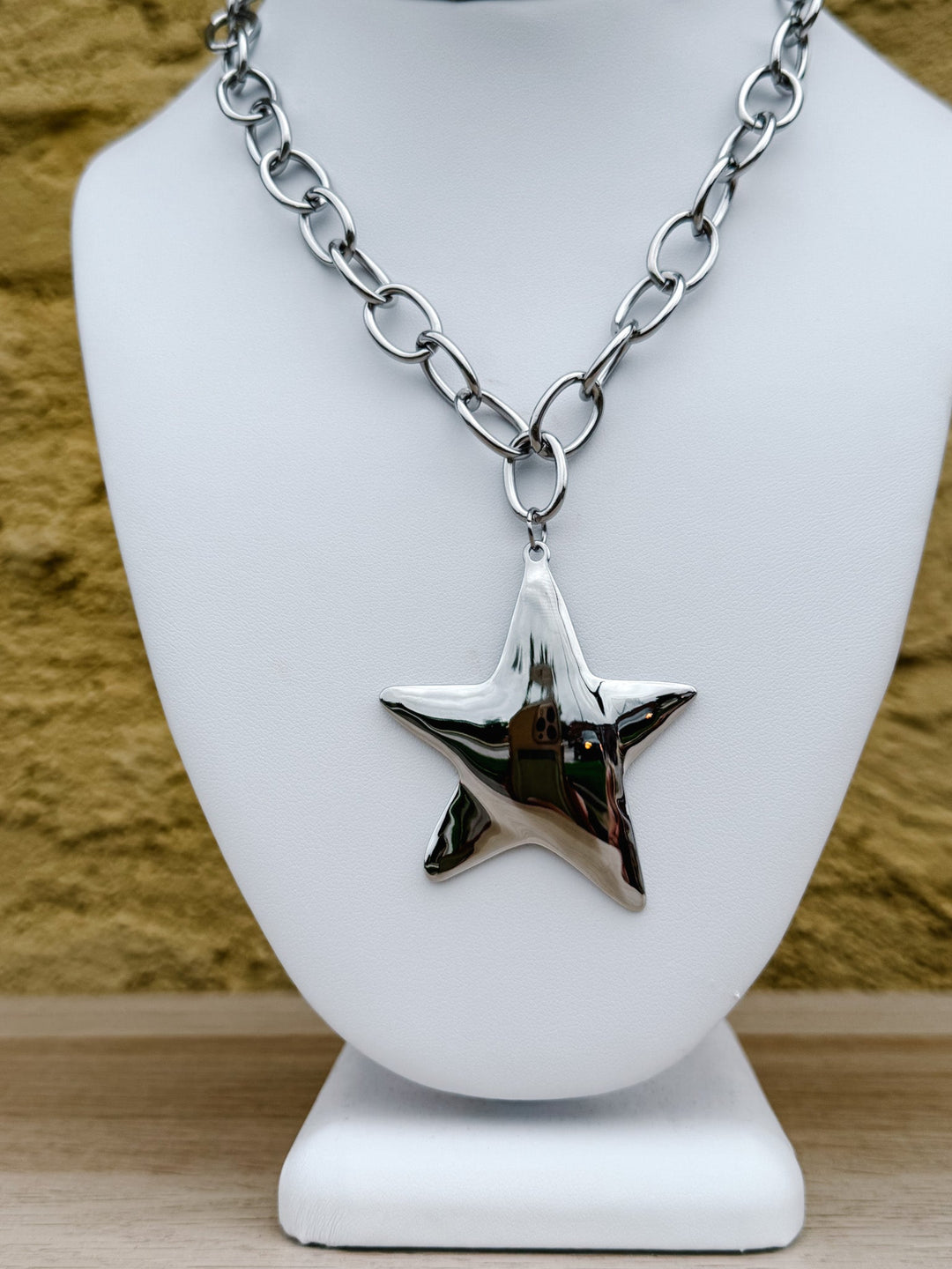 Celestial Star Pendant Chain Necklace, Silver