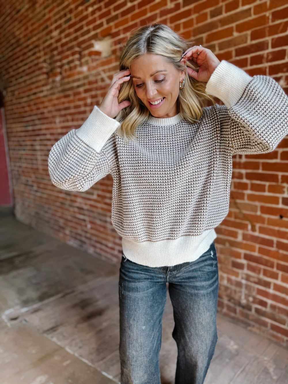 Charlotte Sweater, Mocha & Cream